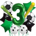 Soccer theme birthday balloon set with green number 3 and foil football decorations - Number 3 Set