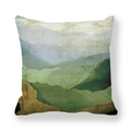 Detail of Nordic abstract landscape cushion cover with thick peach skin fabric and gold texture - 18x18 Inch / Abstract Mountain Vintage Crackle (7)