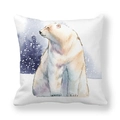 Federa in pelle di pesca con illustrazione di orso polare ad acquerello su bianco - 45x45cm / Stile Orso Polare Curativo (17)