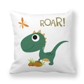 Detailed view of dinosaur print with ROAR text on white soft peach skin pillowcase - 18x18 Inch / Roar Dinosaur Style (24)