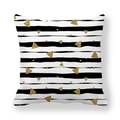 Detail of peach skin pillowcase with black stripes and golden glitter triangles - Gold Glitter Triangles B&W Mixed Stripes (10)
