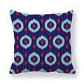 Blue geometric ikat pattern square pillow cover in soft peach skin fabric - Navy Light Blue Red (18)