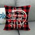 Red and black buffalo plaid Christmas pillow cover with Wise Men Still Seek Him print - Red Black Plaid - Wise Men Still Seek Him (Style 10)