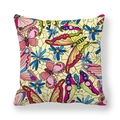 Détail de motif de papillon et fleurs style vitrail sur taie d'oreiller en peau de pêche - Papillon Vitrail (11) / 45x45 cm