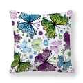 Détails des motifs papillon paisley colorés sur une housse de coussin carrée en peau de pêche - Papillon Motif Paisley (13) / 45x45 cm