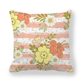 Minimalist square peach skin pillowcase featuring floral patterns and striped background - Warm Pastoral Floral Pink White Stripes (8)