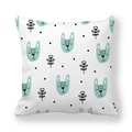 Detail of soft peach skin pillowcase with Nordic cartoon rabbit and floral pattern - 18x18 Inch / White Mint Green Rabbit Pattern (5)