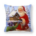 Quadratischer Kissenbezug mit festlichem Weihnachtsmann und Winterwald Illustration - Weihnachtsmann mit Vogelhaus (1)
