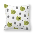 Thick peach skin pillowcase featuring cute green snail and potted plant cartoon print - 18x18 Inch / White Green Snail Pattern (6)