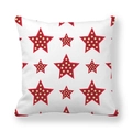 Macro shot of thick peach skin fabric texture with red stars and yellow polka dots - 18x18 Inch / White Red Star Pattern (7)