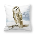 Housse de coussin décorative en velours peau de pêche avec motif hibou aquarelle - Motif Hibou(1)