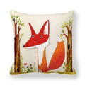 Cartoon-Fuchs-Wald-Illustration auf quadratischem Kissenbezug aus Pfirsichhaut - Langhalsiger Rotfuchs (7) / 45x45 cm
