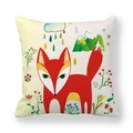 Detailansicht Kissenbezug aus Pfirsichhaut mit farbenfrohem Fuchs und Natur-Illustrationen - Fuchs Natur Illustration (8) / 45x45 cm