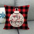 Christmas pillow cover with red and black buffalo plaid and Merry Christmas print - Red Black Plaid - Plaid Ball Merry Christmas (Style 12)