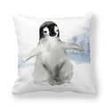 Housse de coussin en peau de pêche avec motif de pingouin aquarelle peint à la main - Motif Bébé Pingouin(2)