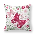 Housse de coussin carrée avec motifs de papillons et fleurs sur fond blanc pur - Papillon Vigne Florale (3) / 45x45 cm