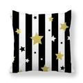 Federa in pelle di pesco con strisce bianche e nere e stelle dorate glitterate - Stelle con Glitter Oro Righe Verticali B/N (2)