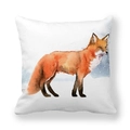 Housse de coussin carrée avec motif de renard roux à l'aquarelle sur fond blanc - Motif Renard Roux(3)