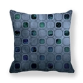 Close-up of geometric peach skin pillowcase with blue and green abstract floral patterns - 45x45cm / Rectangular Array Floral Style (9)