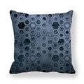 Macro detail of geometric hexagonal pattern on navy peach skin pillowcase fabric - 45x45cm / Honeycomb Floral Pattern Style (11)