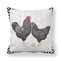 Detailed close-up of thick peach skin fabric texture with chicken and egg farm print - 45x45cm / Realistic Chickens Checkered Border Style (12)