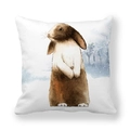Housse de coussin scène de neige avec lapin bélier brun à l'aquarelle sur peau de pêche - Motif Lapin Bélier(4)