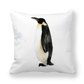Federa quadrata in pelle di pesca con stampa pinguino acquerello su bianco - 45x45cm / Stile Pinguino Imperatore (5)