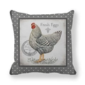 Rustic Fresh Eggs chicken farmhouse pillow cover with peach skin velvet texture - 45x45cm / Hen Fresh Eggs Vintage Polka Dot Style (4)