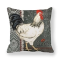 Vintage rooster decorative pillowcase in thickened peach skin fabric for home sofa decor - 45x45cm / Realistic White Rooster Style (1)