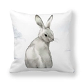 Federa in pelle di pesca con stampa realistica di coniglio ad acquerello per decorazione - 45x45cm / Stile Coniglio Grigio Bianco (6)