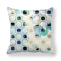 Minimalist geometric floral peach skin pillowcase with blue and teal abstract pattern - 45x45cm / Abstract Rounded Rectangular Floral Style (13)