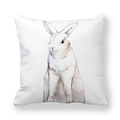 Fodera per cuscino in pelle di pesca con stampa a acquerello di coniglio bianco - 45x45cm / Stile Coniglio Ombra Lavanda (7)