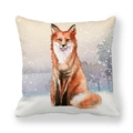 Federa in pelle di pesco con volpe rossa ad acquerello in una foresta innevata - 45x45cm / Stile Volpe Rossa Paesaggio Invernale (8)