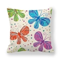 Housse de coussin en peau de pêche avec motifs papillons colorés et pois - Combinaison Papillon Pois (6) / 45x45 cm