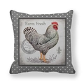 Farm Fresh rooster decorative pillow cover with gray polka dot borders and retro art - 45x45cm / Rooster Farm Fresh Stamp Style (3)