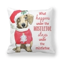 Kerst kussenhoes met aquarel teckel ontwerp en feestelijke rode patronen - Aquarel Dachshund Stijl (3)
