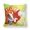 Cartoon Fuchs und Dachs Illustration auf Pfirsichhaut quadratischem Kissenbezug - Fuchs Und Dachs Unter Dem Baum (6) / 45x45 cm