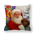 Kissenhülle aus Pfirsichhaut mit realistischem Ölgemälde vom Weihnachtsmann und Geschenken - Weihnachtsmann trägt Geschenke (9)