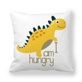 Cartoon Dino Kissenbezug aus Pfirsichhaut mit lustigem Hungry-Dinosaurier-Druck - 45x45 cm / I Am Hungry Dinosaurier Stil (5)