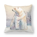 Federa quadrata in pelle di pesca con motivo acquerello di orso polare e pini - 45x45cm / Stile Orso Polare Seduto (10)