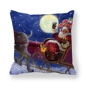 Weihnachts-Kissenbezug mit Weihnachtsmann, Rentier und Schlitten-Motiv im Kunstdruck - Winkender Weihnachtsmannschlitten (10)