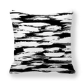 Housse de coussin abstraite aux traits de pinceau noir et blanc avec motifs géométriques - Black White Ink Style Brushstrokes