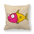 Detail of cartoon fish pattern on peach skin pillowcase with vibrant colors and soft texture - 18x18 Inch / Beige Vintage Texture Background Colorful Cartoon Fish