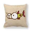 Detail of cartoon fish pattern and peach skin fabric texture on square pillowcase - 18x18 Inch / Beige Vintage Paper Texture Background Abstract Fish