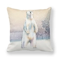 Federa quadrata in pelle di pesca con stampa ad acquerello di un orso polare bianco - 45x45cm / Stile Orso Polare in Piedi (11)
