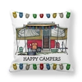 Funda de cojín de piel de melocotón con autocaravana Happy Campers y búhos de colores - Remolque de Camping Equipo Aire Libre(6)