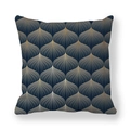 Navy blue geometric art deco cushion cover with gold and silver fan pattern - 45x45cm / Gold and Silver Fan Pattern Style (5)