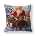 Weihnachtskissenbezug mit Weihnachtsmann und Rentier auf Peach-Skin-Gewebe - Weihnachtsmann füttert Rentier (11)