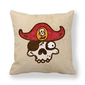 Detail des Cartoon-Piraten-Totenkopf-Drucks auf quadratischem Kissenbezug - 45x45 cm / Piraten-Totenkopfhut (19)