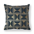 Navy blue square pillowcase with Art Deco gold fan pattern on soft peach skin fabric - 45x45cm / Gold Fan Wave Style (6)